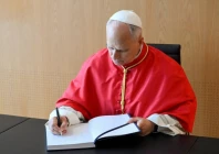 pope leo xiv signs a guest book during his apostolic journey in madrid spain june 6 2026 vatican media reuters