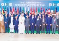 prime minister shehbaz sharif poses for a group photo at the inter parliamentary speakers conference in islamabad photo express