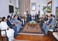 president asif zardari and prime minister shehbaz sharif along with members of the federal and provincial cabinets and parliament hold a meeting at aiwan e sadr photo app