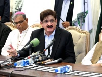 sindh chief minister syed murad ali shah speaks to the media after offering condolences on the passing of pope francis during his visit to cardinal house in karachi on tuesday april 22 photo ppi