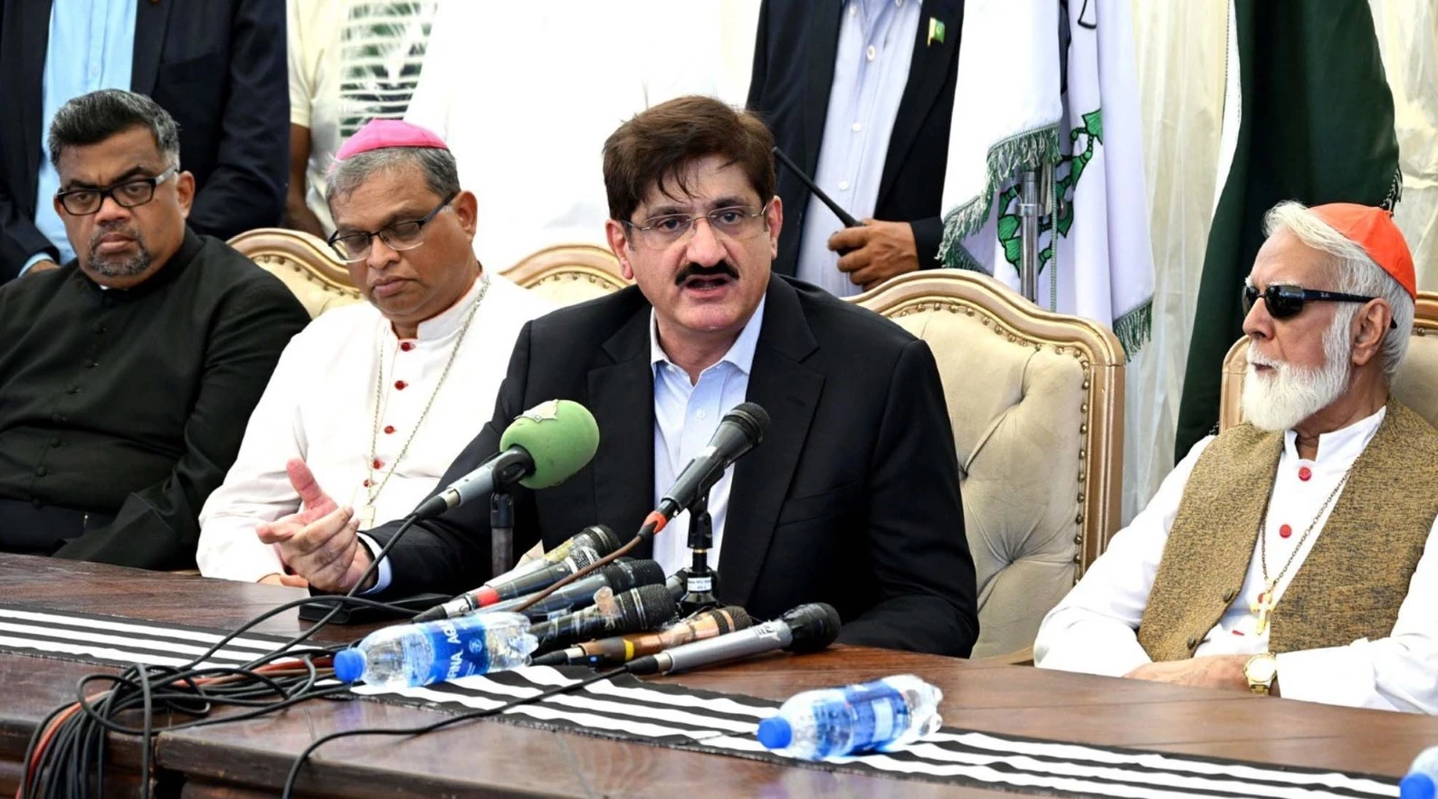 sindh chief minister syed murad ali shah speaks to the media after offering condolences on the passing of pope francis during his visit to cardinal house in karachi on tuesday april 22 photo ppi sindh chief minister syed murad ali shah speaks to the media after offering condolences on the passing of pope francis during his visit to cardinal house in karachi on tuesday april 22 photo ppi