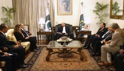 president in a meeting with international monetary fund imf middle east and central asia department director jihad azour at aiwan e sadr in islamabad photo x