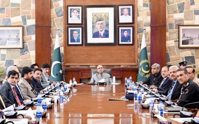 president asif ali zardari chairing a high level law and order meeting at cm house in karachi on wednesday photo pid president asif ali zardari chairing a high level law and order meeting at cm house in karachi on wednesday photo pid