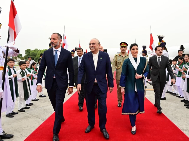 president asif ali zardari receives prince rahim aga khan v at islamabad s noor khan airbase on wednesday photo x president asif ali zardari receives prince rahim aga khan v at islamabad s noor khan airbase on wednesday photo x