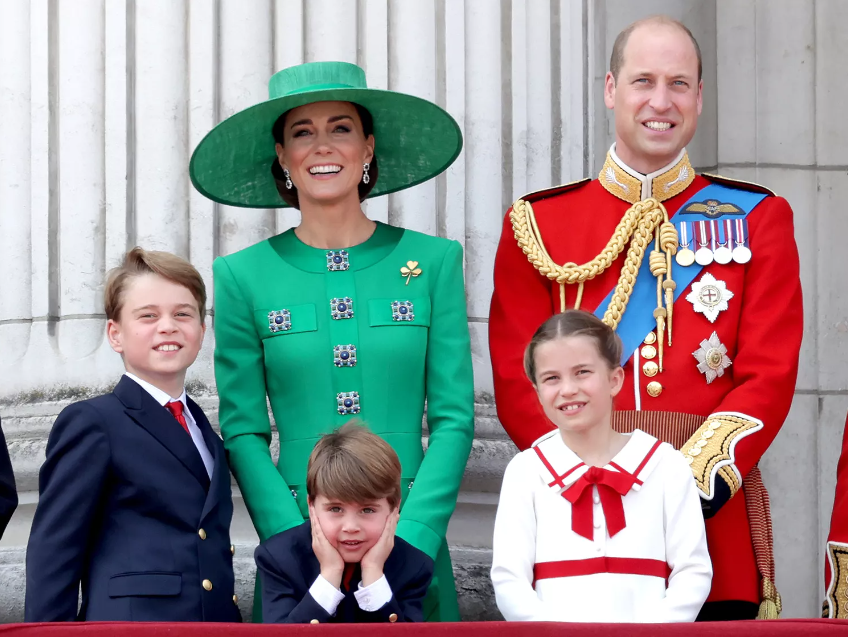 back row from left kate middleton and prince william with back row from left prince george prince louis and princess charlotte at trooping the colour in june 2023 photo chris jackson getty