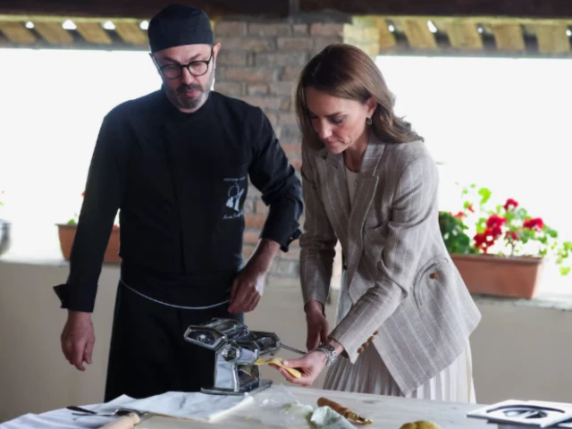 UK's Princess Kate learns pasta-making on visit to Italy