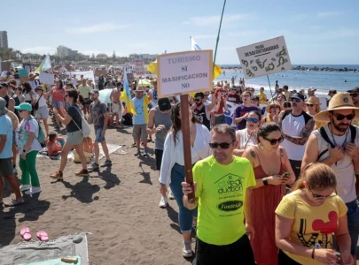 thousands protest in canary islands against tourism