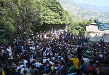 awami action committee aac activists gather during a demonstration in muzaffarabad azad kashmir on october 1 2025 photo afp awami action committee aac activists gather during a demonstration in muzaffarabad azad kashmir on october 1 2025 photo afp