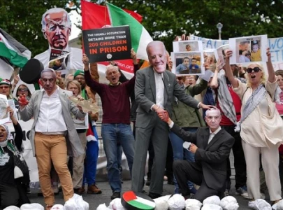 stop the genocide demonstrators rally outside ireland s parliament during us delegation visit