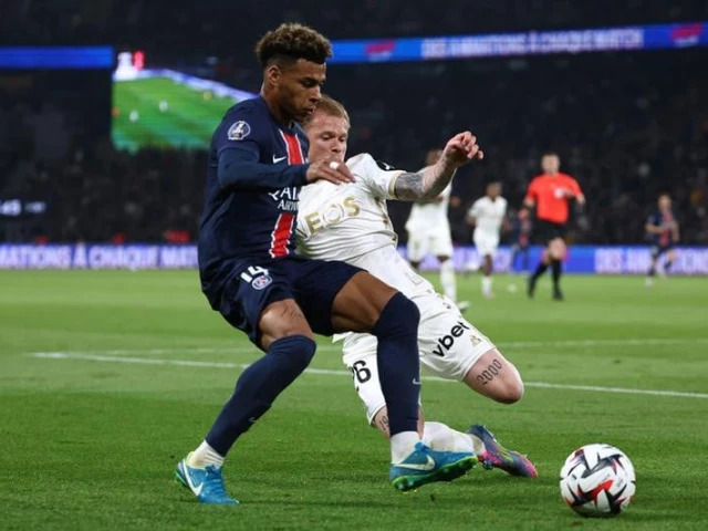 paris saint germain s french midfielder 14 desire doue l is tackled by nice s french defender 26 melvin bard during the french l1 football match between paris saint germain psg and ogc nice at the parc des princes stadium in paris on april 25 2025 afp paris saint germain s french midfielder 14 desire doue l is tackled by nice s french defender 26 melvin bard during the french l1 football match between paris saint germain psg and ogc nice at the parc des princes stadium in paris on april 25 2025 afp