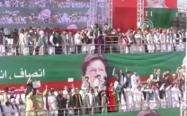 stage set for pti rally in mardan to show support for imran khan