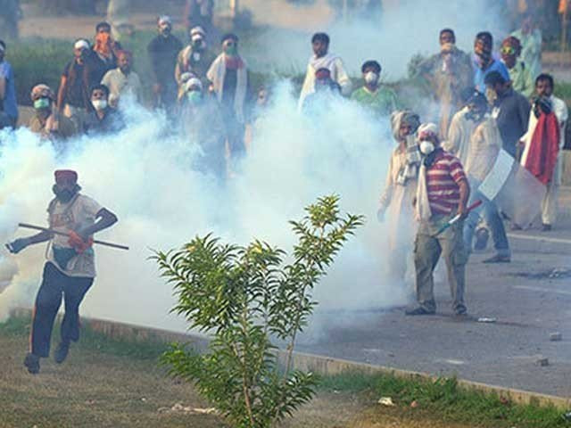 A scene of clashes between PTI and the police. FILE