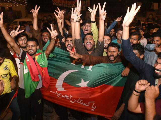 pti workers and supporters celebrating the party s victory in an election photo pti social media file