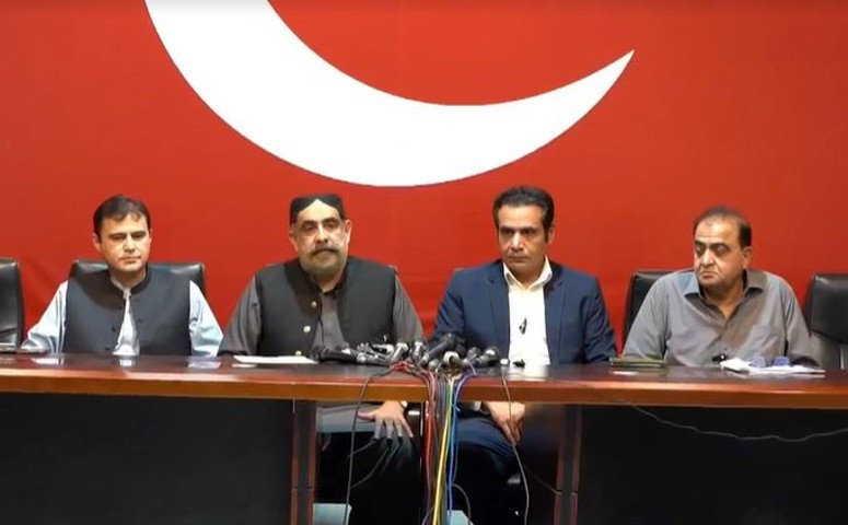 pakistan tehreek e insaf pti leaders addressing a press conference in lahore on may 6 2024 screengrab