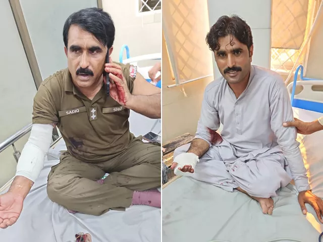 sho of vehova police station sadiq baramani and police constable muzammil nazir sustained injuries in the exchange of fire photo express sho of vehova police station sadiq baramani and police constable muzammil nazir sustained injuries in the exchange of fire photo express