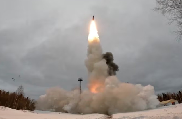 a yars intercontinental ballistic nuclear missile is fired during training from plesetsk cosmodrome in northern arkhangelsk region russia russian defence ministry handout via photo reuters