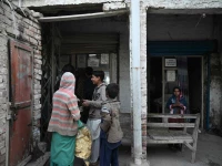 this photograph taken on january 8 2026 shows an unlicensed clinic on the outskirts of hyderabad sindh photo afp