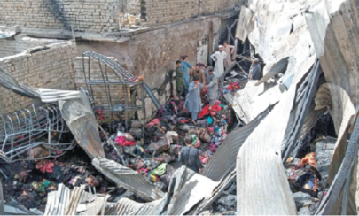 cloth market gutted in quetta fire