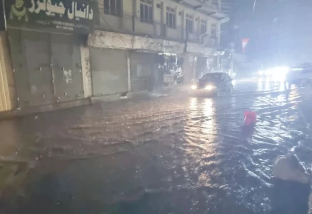 a pool of rainwater creates problems in free flow of traffic in quetta photo ppi