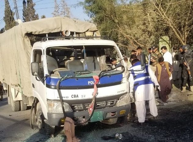 police vehicle attacked in quetta photo express