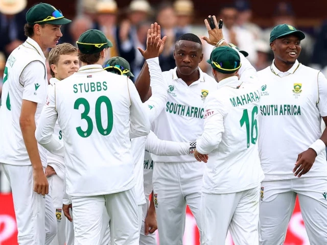 south africa s kagiso rabada celebrates with teammates after taking the wicket of australia s cameron green caught out by aiden markram photo reuters south africa s kagiso rabada celebrates with teammates after taking the wicket of australia s cameron green caught out by aiden markram photo reuters