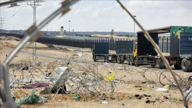 trucks are visible at the rafah crossing photo anadolu trucks are visible at the rafah crossing photo anadolu