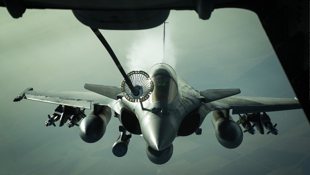 A French Dassault Rafale receives fuel from a KC-10 tanker in 2016. PHOTO COURTESY: CNN