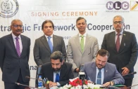 railways minister muhammad hanif abbasi witnesses the signing of a strategic framework of cooperation between the national logistics corporation nlc and pakistan railways on wednesday photo express