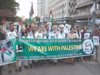 activists from the palestine foundation pakistan join protest in front of the press club raising their voice against israeli aggression and standing in unwavering solidarity with the palestinian people demanding an end to violence and oppression photo jalal qureshi express