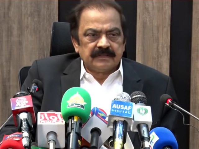 interior minister rana sanaullah is addressing a press conference in islamabad on friday screengrab