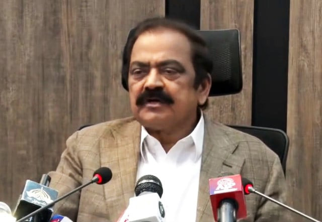 interior minister rana sanaullah addressing a press conference in islamabad screengrab interior minister rana sanaullah addressing a press conference in islamabad screengrab