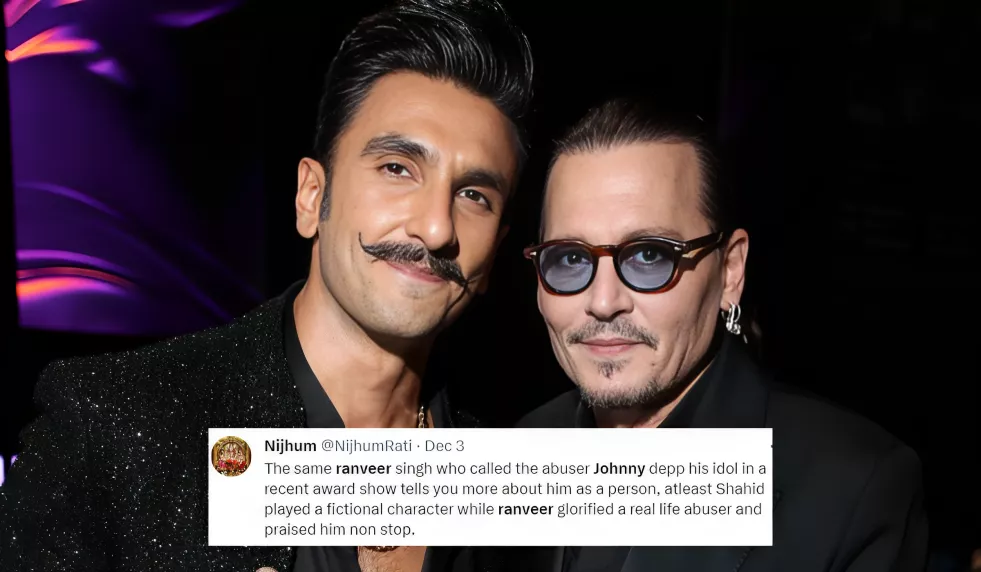glorified a real life abuser ranveer singh angers many for praising johnny depp