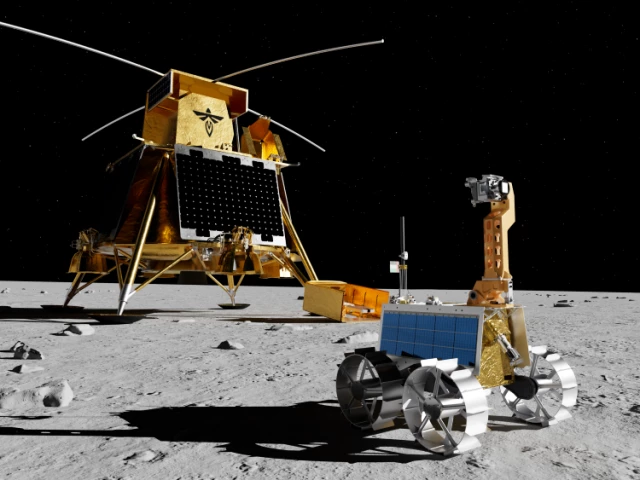 the artist s image show firefly s blue ghost lunar lander and the rashid 2 rover on the lunar surface photo firefly the artist s image show firefly s blue ghost lunar lander and the rashid 2 rover on the lunar surface photo firefly