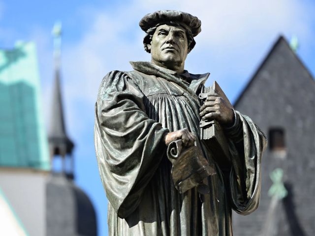 statue of martin luther in eisleben germany