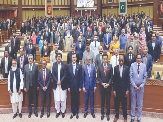 acting president syed yousuf raza gillani and punjab assembly speaker malik mohammad ahmed khan with foreign delegates and members of the national and provincial legislatures photo express acting president syed yousuf raza gillani and punjab assembly speaker malik mohammad ahmed khan with foreign delegates and members of the national and provincial legislatures photo express