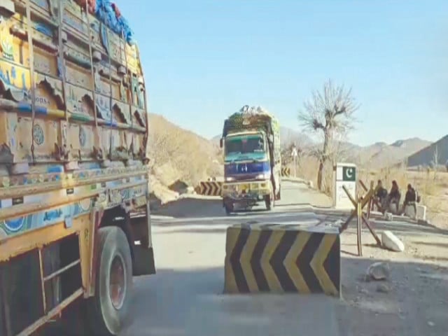 trucks carrying relief supplies roll into the kurram district on wednesday photo express