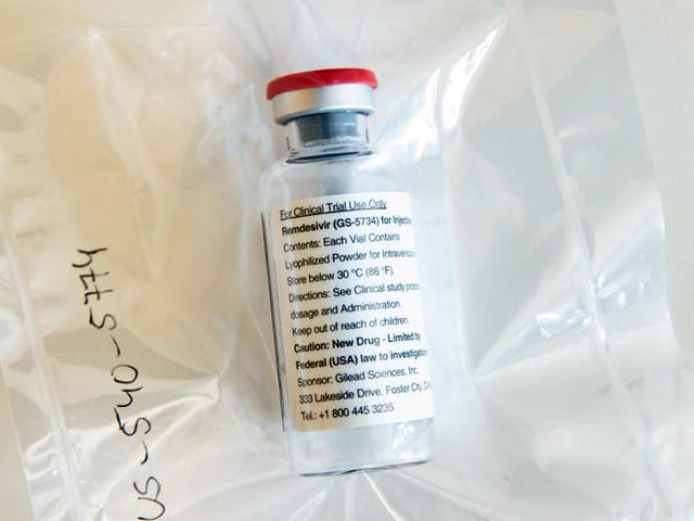 an ampule of gilead sciences covid 19 antiviral remdesivir is pictured during a news conference at the university hospital eppendorf uke in hamburg germany photo reuters file