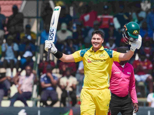 australia s matthew renshaw raises his bat on reaching 100 during the first game of the three match odi series against zimbabwe at harare sports club photo afp australia s matthew renshaw raises his bat on reaching 100 during the first game of the three match odi series against zimbabwe at harare sports club photo afp