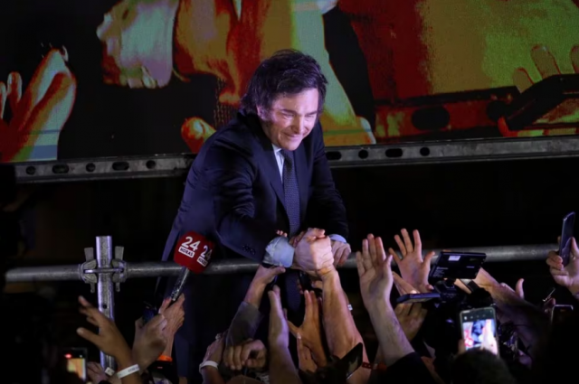 argentine president elect javier milei greets supporters after winning argentina s runoff presidential election in buenos aires argentina november 19 2023 reuters cristina sille file photo acquire licensing rights argentine president elect javier milei greets supporters after winning argentina s runoff presidential election in buenos aires argentina november 19 2023 reuters cristina sille file photo acquire licensing rights