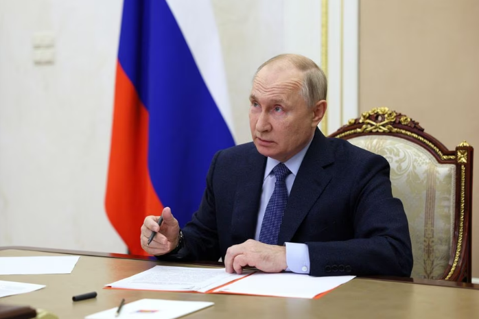 russian president vladimir putin chairs a meeting with members of the security council via video link at the kremlin in moscow russia october 27 2023 sputnik gavriil grigorov pool via reuters file photo acquire licensing rights