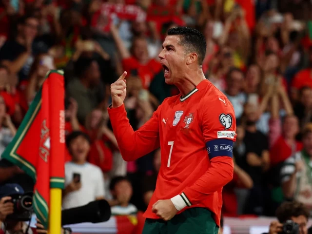portugal s cristiano ronaldo celebrates scoring their first goal against hungary at estadio jose alvalade lisbon photo reuters portugal s cristiano ronaldo celebrates scoring their first goal against hungary at estadio jose alvalade lisbon photo reuters