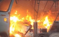 underground gas leak sets rickshaw ablaze underground gas leak sets rickshaw ablaze