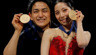 japanese olympic figure skating champions riku miura and ryuichi kihara photo reuters