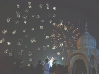 the night sky dazzles with a spectacular display of fireworks on new year s eve photo online