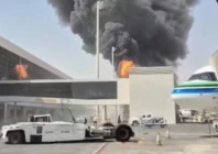 smoke and flames rise from king khalid airport after yemen s iran backed houthis said they attacked the airport in riyadh saudi arabia october 8 2026 in this screengrab obtained from a social media video social media via reuters