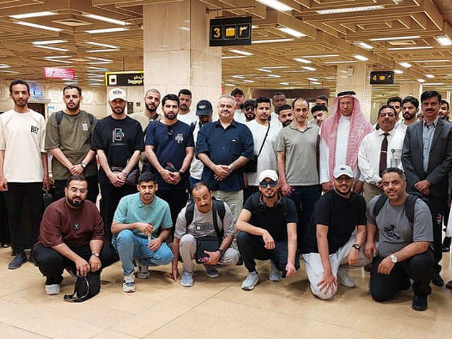saudi immigration officials arrive in karachi on may 6 2024 to carry out immigration procedures under the makkah route initiative for hajj pilgrims photo courtesy caa