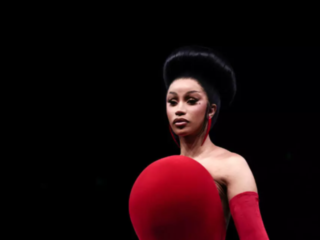 US rapper Cardi B, wearing one of Wun's lateest designs, at his Fall/Winter Haute Couture show on Wednesday/AFP
