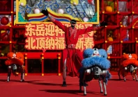 a humanoid robot performs a dance with robot dogs dressed in lion costumes on the first day of the lunar new year of the horse at the niangniang temple in beijing china february 17 2026 photo reuters