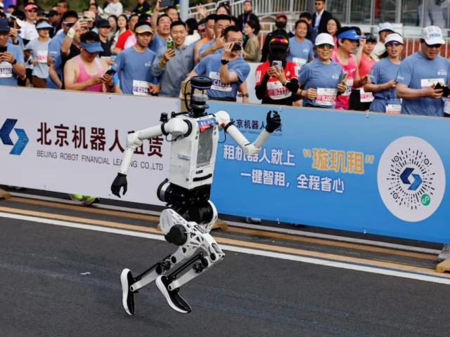 Humanoid Robots Race Past Humans In Beijing Half marathon Showing Humanoid Robots Race Past Humans In Beijing Half marathon Showing