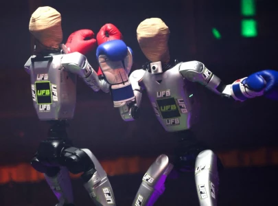 humanoid robots go for knockout in high tech vegas fight night